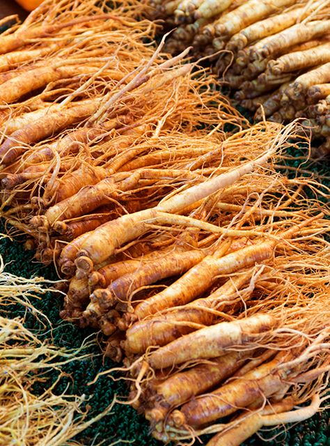 Korean Red Ginseng (root) is known to support cognitive function, reduce mental fatigue, and enhance physical performance. It is an adaptogenic tonic which reduces the effects of stress on the body. It improves sexual function and fertility and it helps the body recover from illness. It is generally an excellent tonic to rejuvenate the mental... Mental Fatigue, Korean Red Ginseng, Ginseng Root, Panax Ginseng, Nutrition Supplements, Red Ginseng, Herbal Apothecary, Fruit Seeds, Food Ingredients