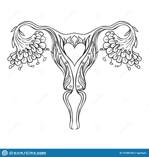 Decorative Drawing Of Female Reproductive System With Flowers. Hand Drawn Uterus, Womb. Girl Power, Feminism. Vector Illustration Stock Vector - Illustration of health, girl: 157466100 Womb Illustration, Uterus Art, Girl Power Tattoo, Drawing Female, Womb Healing, Systems Art, Female Reproductive System, Heart Drawing, Reproductive System