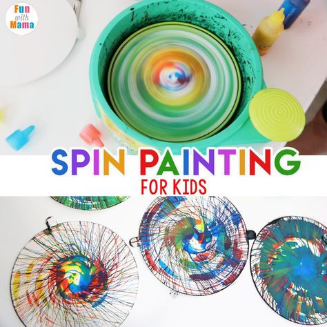 Spin Painting Spinning Art, Spin Painting, Art Ideas For Kids, Action Art, Art And Painting, Spin Art, Painting Activities, Action Painting, Creative Activities For Kids