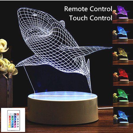 Kadell 3D Deep Sea Ocean Shark Lamp Acrylic LED Night Light Desk 7 Colors Change Gifts Illusion Led Night Light Lamp Kids Birthday Gifts Night Light Light Desk, Usb Lamp, 3d Illusion Lamp, Remote Control Light, Plastic Lights, Night Light Lamp, Lighting Guide, Kids Birthday Gifts, Christmas Birthday Gifts