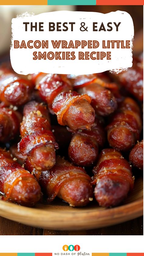 Bacon Wrapped Little Smokies Recipe Little Sausages Wrapped In Bacon, Little Weenies Wrapped In Bacon, Little Smokies Wrapped In Bacon Oven, Lil Smokies Bacon And Brown Sugar, Bacon Wrapped Cocktail Weenies, Smokies Bacon Brown Sugar, Game Day Finger Food Ideas, Cocktail Little Smokies, Mini Cocktail Weenies