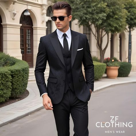 Black Tie Suits For Men, Black 3 Piece Suit Men, 3 Piece Suits For Men, 3 Piece Suit Men, Formal Suits Men, Gentleman Suit, Suits Formal, Black Tie Suit, Tailored Suit