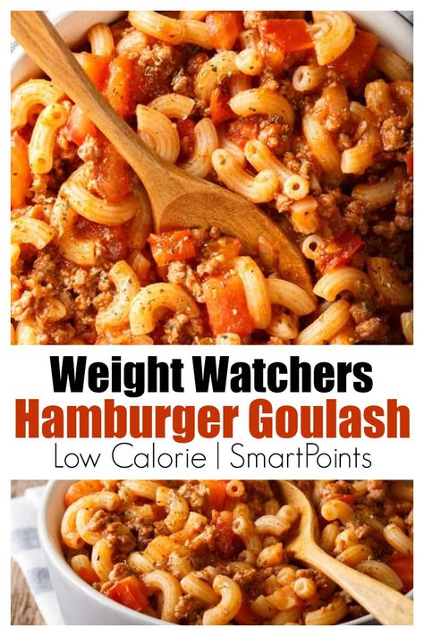 Hamburger Goulash, American Hamburger, Weight Watchers Meals Dinner, Low Calorie Recipes Dinner, Weight Watchers Meal Plans, Easy Hamburger, Weight Watchers Recipes Desserts, Healthy Low Calorie Meals, Low Calorie Dinners