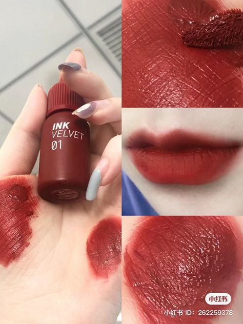 Maroon Lips, Ink Velvet, Korean Lip Tint, Velvet Lip Tint, Korean Lips, Makeup Korean, Chinese Makeup, Ulzzang Makeup, Lipstick Swatches