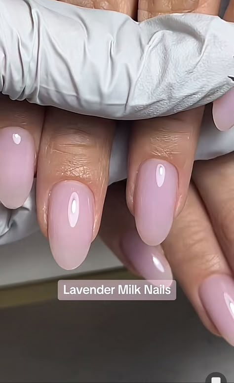 Uv Gel Full Set Nails, Shellac Nails Neutral Classy, Clear Lavender Nails, Inlp Polish Colors, Lavender Nude Nails, Pink Russian Manicure, Chrome Nails Lavender, Sheer Lilac Nails, Sheer Lavender Nails