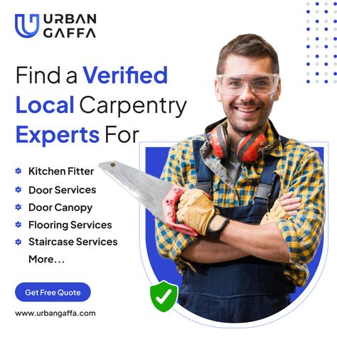 🛠️Find 100% verified local carpenters with Urban Gaffa. Easily connect with skilled professionals in your area for custom builds, repairs, and renovations. Trust Urban Gaffa to match you with reliable experts for your home projects. 🔨 ************** #Urabngaffa ************** 🌐︎ https://www.urbangaffa.com/post-a-job/carpentry #LocalCarpenter #SkilledCraftsmen #HomeImprovement #CarpentryServices #ExpertCarpenter #ProfessionalCarpenter #HomeRenovation Carpentry Services, Door Canopy, Free Quotes, Carpentry, London Uk, Custom Build, Home Projects, Repair, London