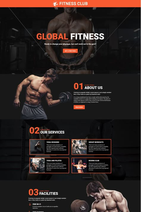 Personal Trainer Website, Design Sites, Gym Club, Website Page, Custom Website Design, Fitness Design, Crossfit Workouts, Health Club, Web Layout Design