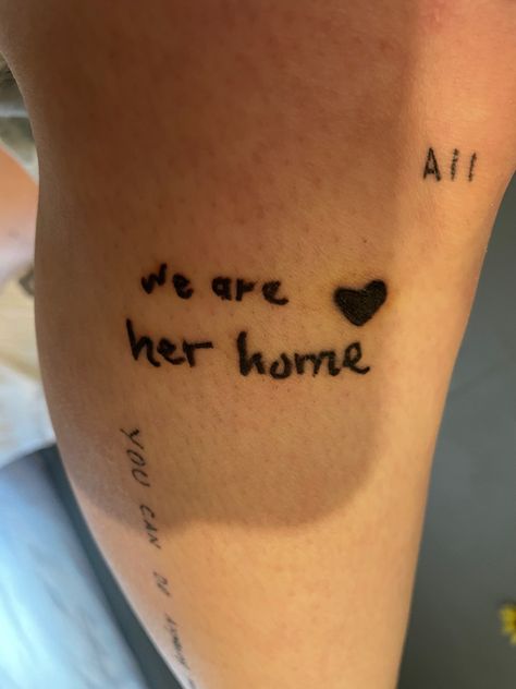 Dad’s handwriting and mom’s handwriting both together to say that they are my home because home is not a place home is where you feel safe and love and for me its them Tattoo Mom And Dad, S Handwriting, Home Is Not A Place, Tattoo Mom, Family Tattoo, Family Tattoos, Mom Tattoos, Feel Safe, Home Is Where