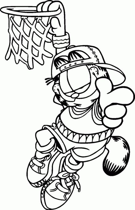 Garfield Play Basket Ball Coloring Pages Funny Coloring Pages For Kids, Sports Coloring Pages Free Printable, Coloring Pages Boys, Basketball Coloring Pages, Desenho Tom E Jerry, Garfield The Cat, Sports Coloring Pages, Joseph Murphy, Cartoon Coloring