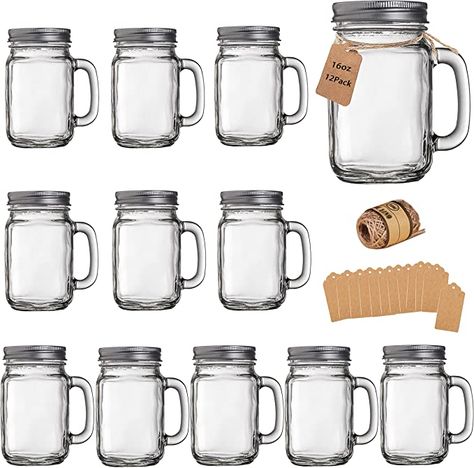 Summer Bbq Ideas, Mason Jar Drinking Glasses, Coffee Mobile, Honey Jelly, Jar Cups, Mason Jars With Handles, Mason Jar Drinks, Diy Glasses, Mason Jar Mugs