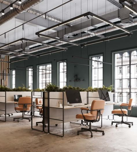 Sherwin-Williams Says These Colors Will Rule Interiors in 2023 | Architectural Digest Open Office Design, Small Office Design, Industrial Office Design, Open Space Office, Modern Office Space, Office Design Inspiration, Modern Office Interiors, Office Interior Design Modern, Outfit Office