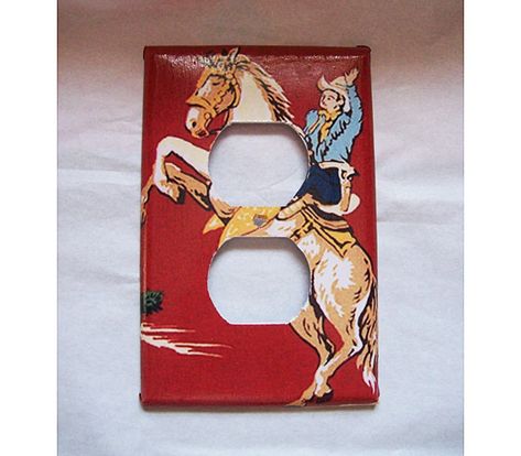 Retro Cowboy Outlet Switch Plate Cover Vintage 1950s - Etsy Rockabilly Decor, 1950s Rockabilly, Retro Cowboy, Light Switch Plate Cover, Switch Plate Covers, Light Switch Plates, Switch Plate, Apartment Inspiration, Outlet Covers