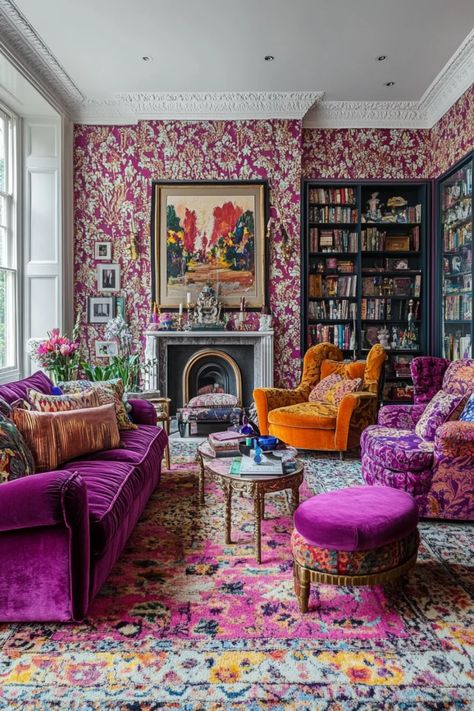 A stunning example of maximalist home decor showcasing bright colors and bold patterns. This pin offers inspiration for creating a personalized and lively living space. Maximalist Eclectic Decor, Solo Apartment, Maximalist Interior Design, Maximalist Home Decor, Bungalow Ideas, Maximalist Interior, Maximalist Home, Maximalist Design, Expensive Furniture