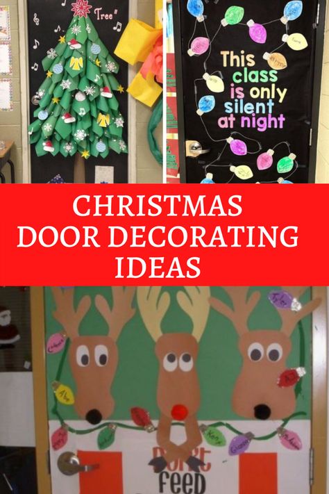 55 Festive Christmas Door Decorating Contest Ideas - Pink Pop Design Xmas School Door Decorations, Christmas Ideas For Doors, High School Door Decorations Christmas, Funny Xmas Door Decorations Contest, Christmas Door Decorations For Office Contest, Office Door Christmas Decorations Ideas Contest, Present Door Decoration Christmas, Christmas Decorations Classroom Door, Christmas Theme Door Decorating Contest