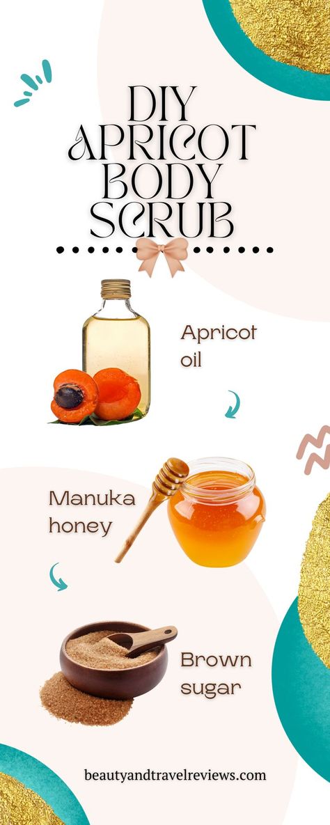 Hand Scrub Diy, Honey Sugar Scrub, Diy Moisturizer, Herbal Skin Care, Apricot Seeds, Body Scrub Recipe, Face Mask Recipe, Apricot Oil, Manuka Honey