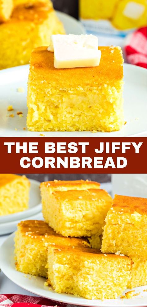 Enjoy the classic comfort of Jiffy Cornbread, a simple yet delightful side dish that pairs perfectly with soups, chili, or barbecue. For a wide array of mouthwatering recipes, make sure to follow us to enhance your kitchen repertoire! Best Jiffy Cornbread Recipe, Sweet Jiffy Cornbread, The Best Cornbread, Best Cornbread, Jiffy Cornbread Recipes, Easy Cornbread Recipe, Best Cornbread Recipe, Cornbread Recipe Sweet, Moist Cornbread