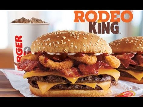 Burger King Bacon King, Rodeo Burger, Road Trip Food, Healthy Burger, Burger Menu, Bbq Burgers, Fast Food Items, Pizza Burgers, Bacon Burger