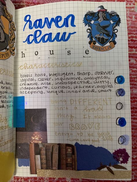 Ravenclaw Journal, Journal Ideas Harry Potter, Harry Potter Diary Ideas, Hogwarts Journal, Harry Potter Notebook Ideas, Harry Potter Sketches Easy, Harry Potter Journal Pages, Harry Potter Scrapbook Ideas, Harry Potter Journal Ideas