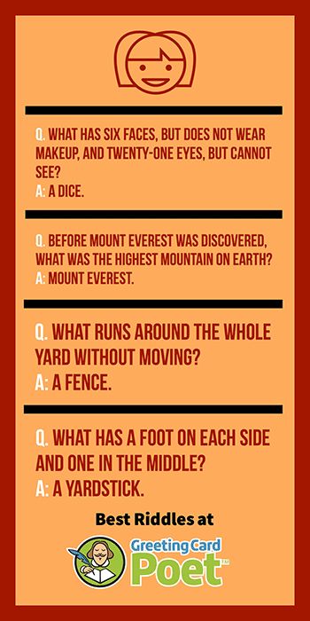 These best riddles with answers have been used for centuries to challenge intelligence of people and have passed the test of time by virtue of how imaginative and fun they can be. Regardless of whether they are easy or hard, you can’t deny that riddles capture our attention with ease, and make us restless until we find the answer.   Best Riddles With Answers to Test Your Logic Skills | Greeting Card Poet Best Riddles With Answers, Riddles Kids, Best Riddles, Fun Riddles With Answers, Funny Riddles With Answers, Brain Teasers Riddles, Lunchbox Jokes, Tricky Riddles, Funny Riddles