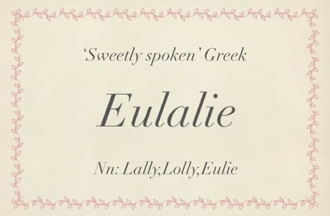 Baby name Eulalie Lavinia Name, Pretty Flower Names, Name Finder, Old Fashioned Names, Sweet Baby Names, Best Character Names, Fantasy Names, Collage Book, Aesthetic Names