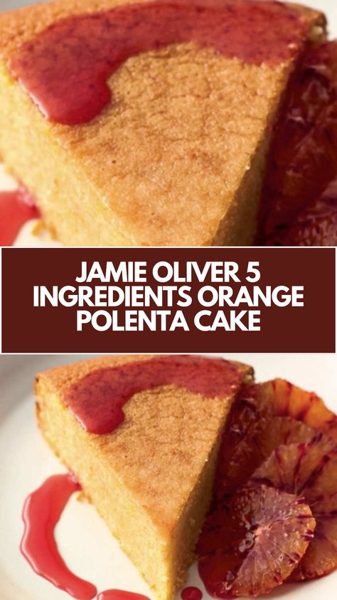 Jamie Oliver 5 Ingredients Orange Polenta Cake is made with oranges, honey, eggs, ground almonds, and fine polenta the total time required to make this delicious cake is 80 minutes and it serves 8 people.

This Orange Polenta Cake Recipe Is From 5 Ingredients: Quick & Easy Food by Jamie Oliver. Polenta Cake Recipes, Jamie Oliver 5 Ingredients Recipes, Gluten Free Sugar Free Desserts, Honey Eggs, Sugar Free Gluten Free Dessert, Jamie Oliver 15 Minute Meals, Orange Polenta Cake, Jamie Oliver 5 Ingredients, 5 Ingredient Desserts