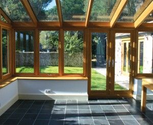 Wood Conservatory, Contemporary Conservatory, Slate Floor, Conservatory Design, Garden Room Extensions, Room Extensions, Sunroom Designs, Timber Windows, House Extension Design