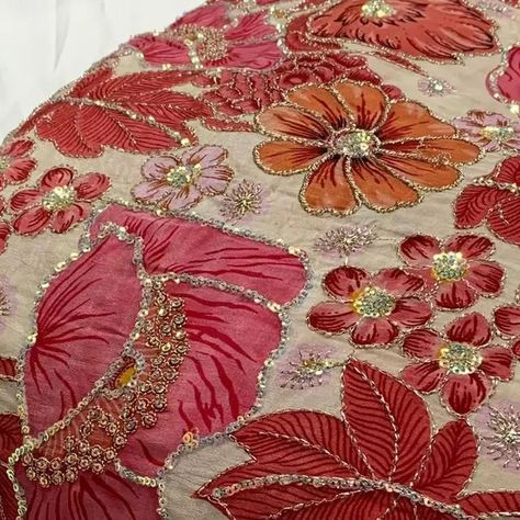 FABRICS FASHION BOUTIQUE | DESIGNER FABRIC STORE on Instagram: "Floral Printed with Sequence embroidered Designer Viscose Crape Fabric…!!  06 Shades.. ( width - 44 ) Price - ₹1050/ per meter" Embroidery Materials Fabrics, Fancy Embroidery, Embroidery Materials, Boutique Design, Designer Fabric, Floral Fabric, Fabric Store, Floral Printed, Beaded Embroidery