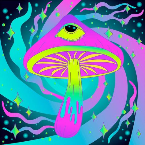 Psychadelic Mushroom, Eyeball Art, Eyes Artwork, Magic Mushroom, Mushroom Art, Abstract Shapes, Art Forms, Vector Art, The Magic