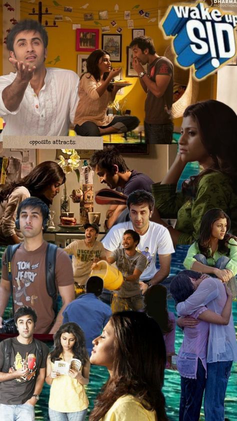 wake up sid Wake Up Sid Aesthetic, Bollywood Journal, Wakeup Sid, Bole Chudiyan, Wake Up Sid, Movie Frames, Opposites Attract, Collage Wall, Film Books