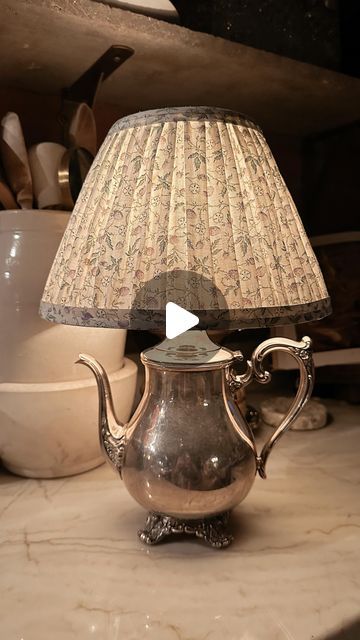 Natalie Kolter/ Vintage Porch on Instagram: "Ok, this turned out so cool! 🤩 What do you think…would you make one? I linked the lamp kit that I used in my profile and I found the vintage teapot at a thrift store for $10. #teapot #teapotlamp #silverteapot #lamp #cool" Teapot Lamps, Upcycle Teapot, Teacup Lamp Diy, Teapot Night Light, Teapot And Teacup Lamps, Tea Cup Lamp, Old Tea Pots, Teapot Lamp, Teapot Crafts