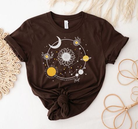 Tomboy Femme, Witchy Shirt, Modern Embroidery Kit, Everyday Magic, Vintage Parisian, Sun Flowers, Halloween Tshirt, Moon Sun, Sun Shirt