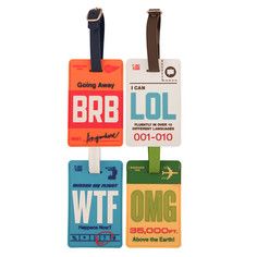 Luggage Tag Set Of 4, $39, now featured on Fab. Travel Logos, Luggage Tag Designs, Luggage Design, Travel Tags, Best Luggage, Vintage Luggage, Tag Design, Oh The Places Youll Go, Luggage Tag