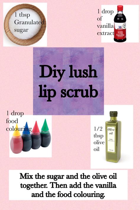 Lip Sugar Scrub Recipe, Diy Lush Lip Scrub, Lush Lip Scrub, Scrubs Recipes, Sugar Lip Scrub Diy, Edible Lip Scrub, Dry Hair Repair, Flavored Lip Scrub, Cosmetic Business