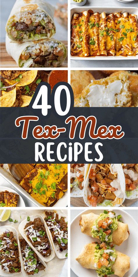 I listed 40 classic tex-mex dishes you can make for taco Tuesday, game day, a party, or Cinco de Mayo. There are chicken quesadillas, ground beef tacos, and the best enchiladas. Fish Tacos With Cabbage, Breakfast Burritos Frozen, Easy Chicken Fajitas, Best Enchiladas, Beef Tacos, Ground Beef Tacos, Chicken Quesadillas, Mexican Food Recipes Easy, Tex Mex Recipes