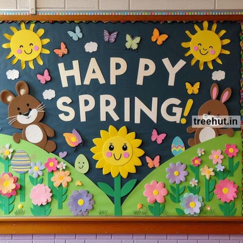 Spring Bulletin Board Ideas, School Bulletin Board Ideas School Spring Decorations, Spring Mural, Spring Bulletin Board Ideas, Elementary School Bulletin Boards, School Bulletin Board Ideas, Preschool Fine Motor Activities, Rapunzel Birthday Party, Preschool Decor, Spring Bulletin