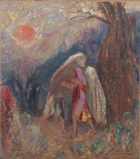 Odilon Redon - Jacob and the Angel Jacob Wrestling With The Angel, Wrestling With The Angel, Moma Nyc, Maurice Denis, Odilon Redon, Beautiful Angels, Bible Pictures, Bible Story, Extra Terrestrial