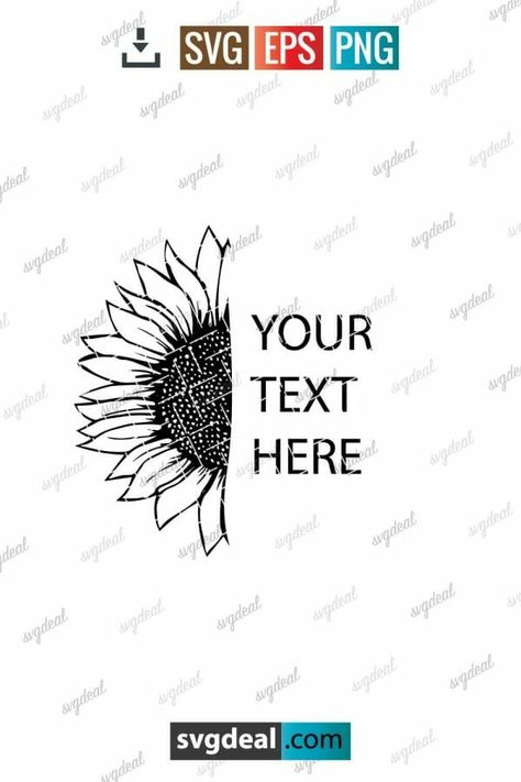 Half Sunflower Svg Half Sunflower Svg, Half Sunflower, Sunflower Clipart, Sunflower Svg, Start Now, Svg Free, Personal Project, Svg Free Files, Cricut Svg