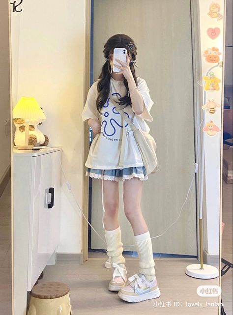 Cute Girlie Outfit, Kawaii Outfits For Summer, Kawaii Clothes Summer, Casual J Fashion, Cute Japanese Outfits Casual, Kawaii Outfits Summer, Kawaii Casual Outfits, Summer Kawaii Outfits, Japanese Outfits Summer