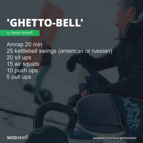 Amrap 20 min; 25 kettlebell swings (american or russian); 20 sit ups; 15 air squats; 10 push ups; 5 pull ups 20 Min Wod Crossfit, 10 Min Amrap, 20 Min Amrap Crossfit, 20 Min Amrap, 15 Min Amrap, Kettlebell Amrap, Kettlebell Wod, Wods Crossfit, Crossfit Workouts Wod