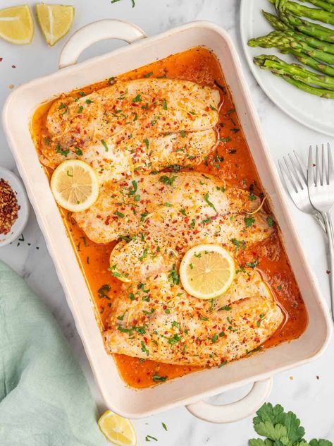 Garlic Butter Oven Baked Tilapia Butter Sage Gnocchi, Bake Tilapia, Tilapia Fillet Recipe, Easy Baked Tilapia, Sage Gnocchi, Gnocchi With Pesto, Oven Baked Tilapia, Tilapia Recipes Easy, Baked Tilapia Recipes