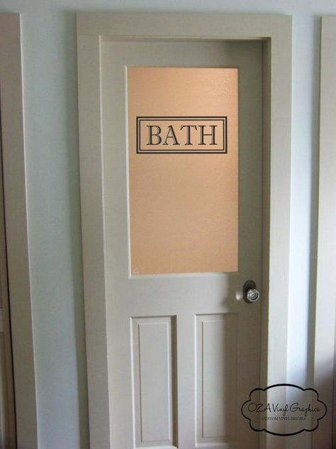 Bath Vinyl Decal Rectangle Border, Bath Glass Door Sticker, Bathroom Vinyl Lettering Traditional Farmhouse Decor Frosted Bathroom Door, Laundry Door, Traditional Farmhouse Decor, Sticker Letters, Laundry Room Decal, Industrial Laundry, Deur Sticker, Bathroom Glass Door, Laundry Doors