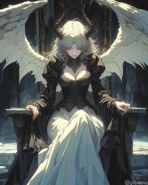 𝖂𝖎𝖓𝖌𝖊𝖉 𝕼𝖚𝖊𝖊𝖓 AI Generated | Gerado por IA | Midjourney #ai #midjourney #animestyle #angel #demon #anjo #demon #darkfantasy Demon Queen Anime, Female Angel Art, Anime Angel Female, Angel Girl Art, Angelic Anime, Demon With Wings, Character Art Female, Demon And Angel, Bad Angel