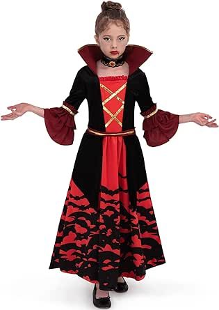 Polyester Hand Wash Only VAMPIRE COSTUME FOR GIRLS SCARY. Our Scary Vampire Costume includes 1 Red Dress with Black Velvet Trim and 1 belt that will make your kids rock Halloween in a classic and spooky vibe. This has a Ribbon Laced Decorative Corset on Bodice and Printed maroon pattern on center panel of dress and collar. GIRLS VAMPIRE HALLOWEEN COSTUME. Superior Quality. Super Durable and made with care with 100% Polyester. This Vampire Costume for Girls Scary Vampire Costume, Girls Vampire Halloween Costume, Vamp Costume, Girls Vampire Costume, Gothic Vampire Costume, Tooth Costume, Kids Witch Costume, Most Popular Halloween Costumes, Scary Vampire