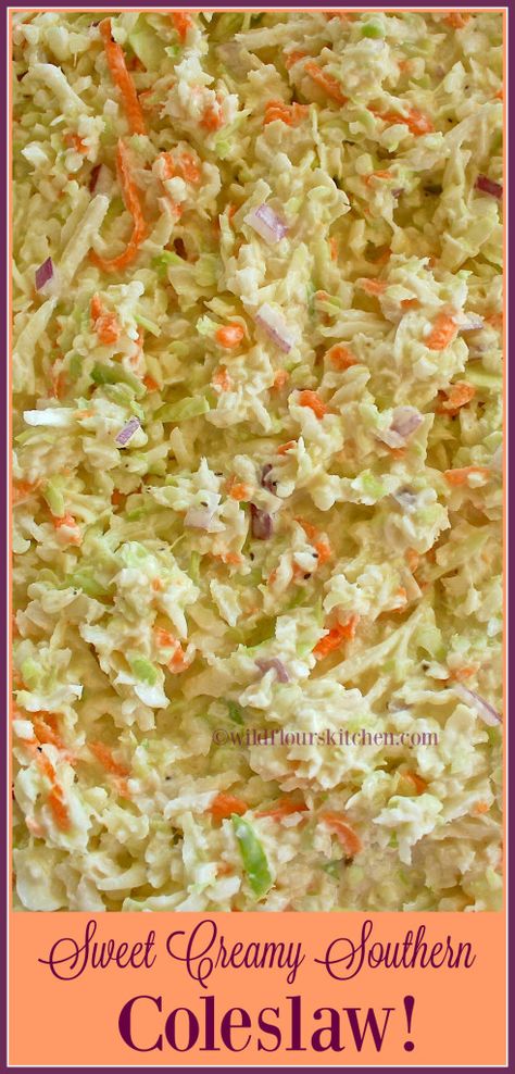 Southern Cole Slaw, Sweet Coleslaw Recipe, Southern Coleslaw, Coleslaw Recipe Easy, Slaw Dressing, Coleslaw Salad, Coleslaw Dressing, Homemade Coleslaw, Creamy Coleslaw