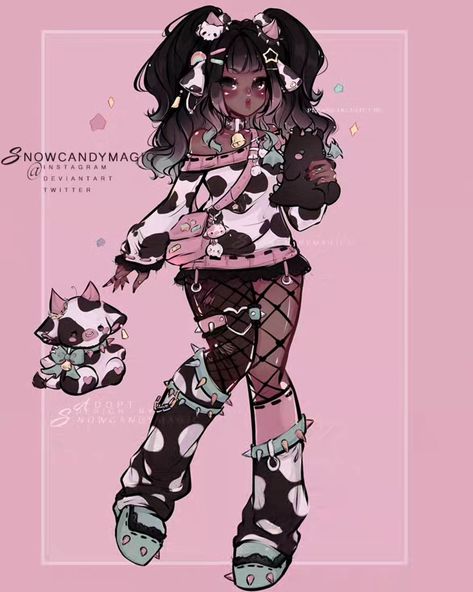 🩷🐮💚 Adopt was sold to oinkie and babimoo🩷 Please do not use ♡ Scenecore Girl, Vtuber Inspiration, Cute Egirl, Cute Zombie, Adopt Idea, Fashion Artwork, Puppy Play, Pretty Drawings, Cute Kawaii Drawings