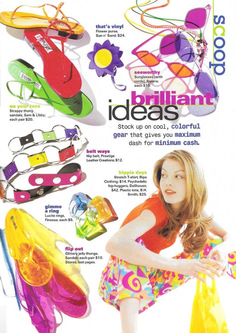 May 1996. ‘Stock up on cool, colorful gear that... - Just Seventeen 2000s Fashion Colorful, 90s Editorial Design, 2000s Ads, 90s Fashion Catalog, Vintage Seventeen Magazine, 90s Magazine, 2000s Magazines, Seventeen Magazine Fashion, Just Seventeen