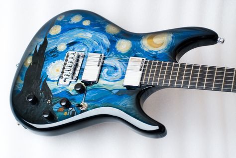 Unique Bass Guitar, Custom Guitars, Electric Guitars, Music Stuff, Bass Guitar, Van Gogh, Electric Guitar, Bass, Music Instruments