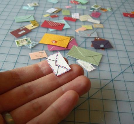 Do tiny envelopes serve a small purpose? Find out! Fairy Letters, Mini Letters, Tiny Dollhouse, Tiny Envelopes, Paper Works, Mini Envelopes, Pocket Letters, Tiny Things, Mini Things