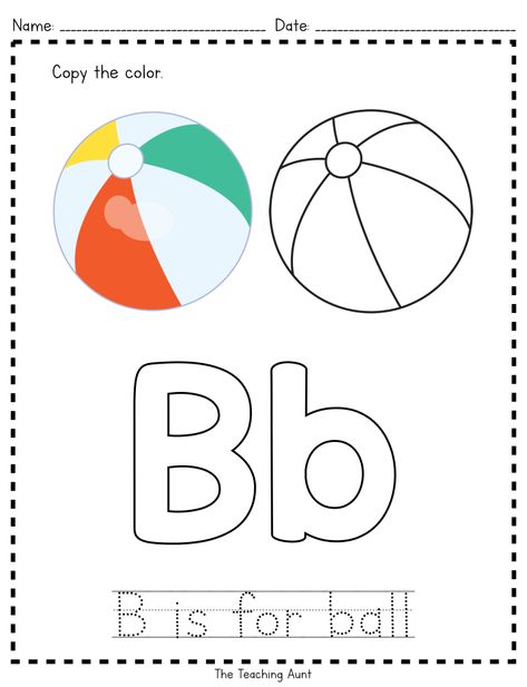 B is for Ball: Paper Pasting Activity - The Teaching Aunt B For Ball Worksheet, Letter Bb Activities For Preschool, B Is For Ball, Ball Activities, B For Ball, Preschool Apple Activities, Simple Art Activity, Color Worksheet, Letter B Worksheets