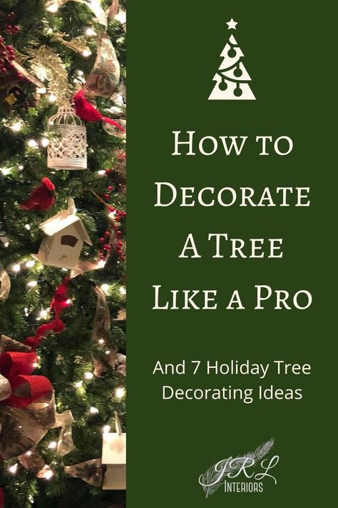 How to Decorate a Tree like a pro - with 7 themed Christmas tree ideas. Follow along as we create themed trees for a commercial installation and learn our tips and tricks from the fastest way to string lights, to selecting ornaments for a beautiful finished look. Pointsetta Decor, How To Add Picks To A Christmas Tree, How To Properly Decorate Christmas Tree, How To Decorate Your Christmas Tree Like A Professional, How To Hang Garland On Christmas Tree, Masculine Christmas Tree Ideas, Fraser Fir Christmas Tree Decorated, How To Place Ornaments On Christmas Tree, Decorating Christmas Trees Ideas